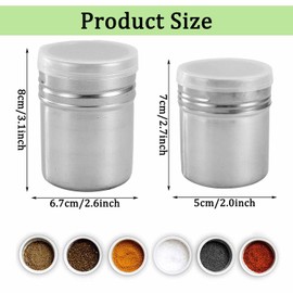2 PCS Stainless Flour Salt Icing Sugar Shaker,Fine Mesh Flour Duster with The Lid, Icing Sugar Salt Cocoa Flour Coffee Shaker Sifter for Kitchen Baking Cooking