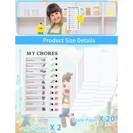 2 PCS Plastic Checklist Boards with 20Pcs Blank Cards, My Chores Checklist Boards, Chores Memo Board, Reusable Checklist Note Board Reminder Tool Notes and Messages Board for Chores Elder Care (PK)