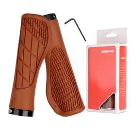 Vonmerie Bicycle Grips Non-Slip Handlebar Grips Bicycle Ergonomic MTB Grips, Two Sides Lock-On Design Bicycle Handlebar Grips for 22.2 mm Ideal for Road Bikes, MTBs and City Bikes (Brown)