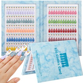 C12rtive 120 Nail Color Book,Leather Magnetic Color Display Book with 120 Magnetic Tips & 1-200 Number Labels,Prefect for Nail Polish Nails Art Design(Blue)