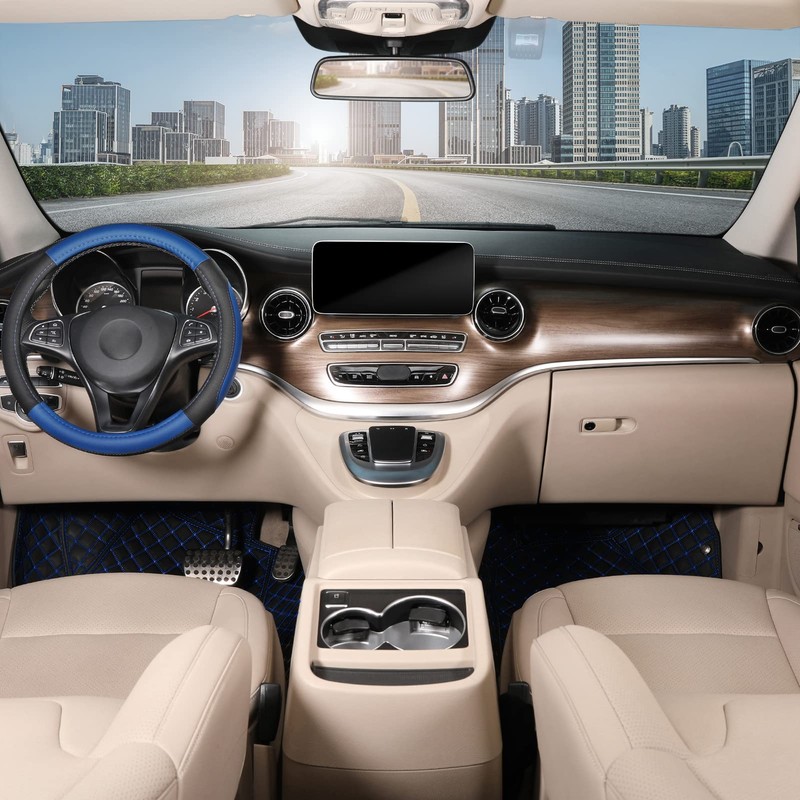 SEG Direct Black and Blue Microfiber Leather Auto Car Steering