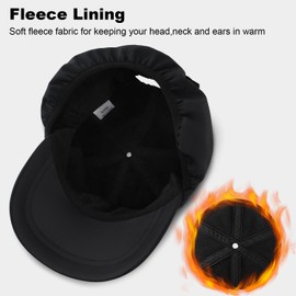 Peicees Winter Fleece Hat with Ponytail Hole Drop Down Ear Flaps Warmer for Women Men Waterproof Running Baseball Cap Riding Deep Blue