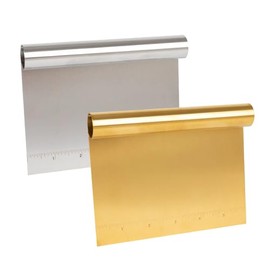 Paquete de 2 raspadores de masa de acero inoxidable con escala de medición, raspador de banco y cortador, multiusos, cortador de pizza/pastelería/past