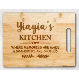 AcevedoDesign Yiayia's Kitchen Bamboo Cutting Board - Mother's Day Cutting Board - Mother's Day Gift - Birthday Gifts From Grandchildren - Son Daughter - Best Yiayia Cutting Board - Yiayia Gifts