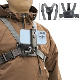 SOH Adjustable Phone Chest Strap Harness Mount,Phone Chest Harness Holder, Video Recording Bike/Kayak/Fishing/Skateboard Hand Free POV/VLOG for Smartphones for DJI Action/GoPro/Insta360 and More