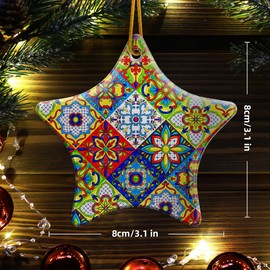 Christmas Ornaments 2024,Mexican Talavera Ornaments for Christmas Tree Holidays Ornaments Decorations,adornos de Navidad Ceramic Ornaments Xmas Gifts Idea for Home Christmas Decor