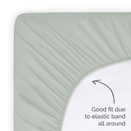 Walra Fitted Sheet 80 x 200 cm, 100% Cotton Fitted Sheet, Perfect Mattress Fit, Soft Feel, Wrinkle & Non-Iron, Grey Green