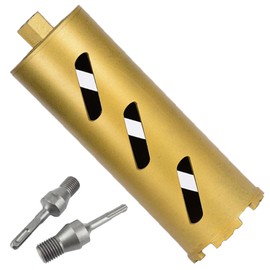 6" Dry Core Drill Bits for Cured Concrete with Rebar Brick Blonck Masonry etc 12.2in/310mm Drilling Depth，10mm Diamond Segment Height，2 Adapters