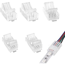 Vrabocry 20Pcs LED Connector 2/3/4/5/6Pin LED Strip Connector for 8mm 10mm RGB Tape SMD 2835 5050 WS2811 WS2812B LED Strip Light Wire or Strip Connection (4 Pin 10 mm)