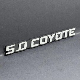 Emblem Badge 1PC 5.0 COYOTE Emblem White on Black – Acrylic Fender or Tailgate Badge