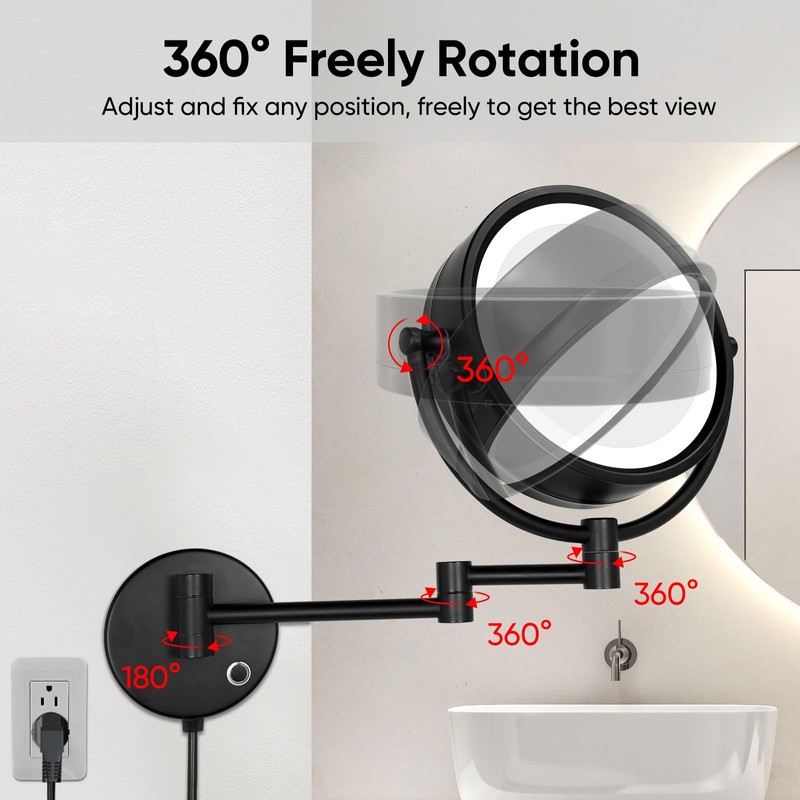 GURUN 8.5 Inch Magnifying Makeup Mirror with 3 Dimmable LED