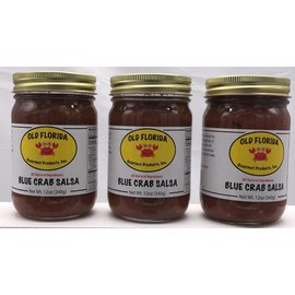 Old Florida Gourmet Blue Crab Salsa - PACK OF 3 in a Gift Box Red 12 oz, pack of 3
