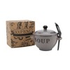 CGB Giftware Grey Stoneware 400ml Soup Bowl and Spoon Set
