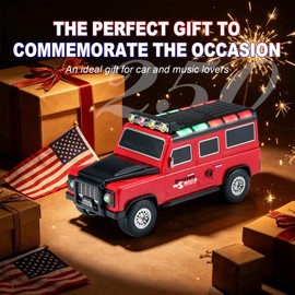 WS-630 Off-Road SUV Bluetooth Replica Speaker, Independent Roof LED Control with 3 Light Modes, Portable with HD Sound, TWS Pairing, FM/USB/TF Playback, Built-in Mic, Best Gift for SUV Lovers (Red)