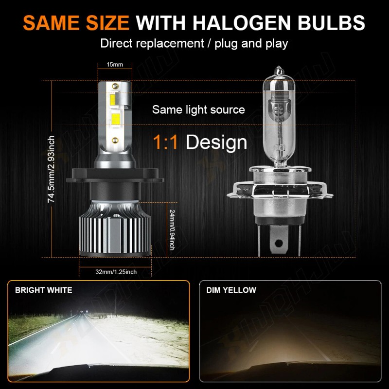 XWQHJW H4 LED Headlight Bulbs High Low Beam Super Bright