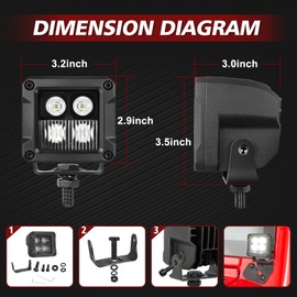 LTEODCHEW LED Cubes 3 Inch Light LED Pods CREE Offroad Square Driving Work Lights Waterproof Ditch Lights Combo Reverse Pod Light Cube for Truck Pickup ATV UTV SUV Wrangler Boat