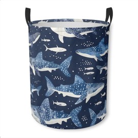 Laundry Basket Whale Shark Collapsible Laundry Hamper with Handles Clothes Storage Bin for Household Bedroom Bathroom College Dorms