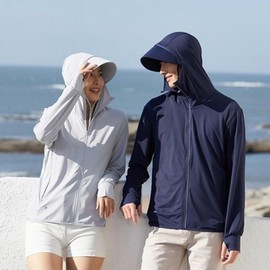 IceCool UV Protection Hooded Rash Guard Swim Top for Women Long Sleeve Men's White 2XL