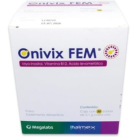 FEM Suplemento Alimenticio en Polvo Myo-inositol, Ácido Levomefólico, Vitamina B12 Bienestar Integral Femenino Caja con 30 Sobres de 2.1 g