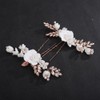 Teyglen Flower Bridal Hair Pins Crystal Pearl Bride Wedding Hair