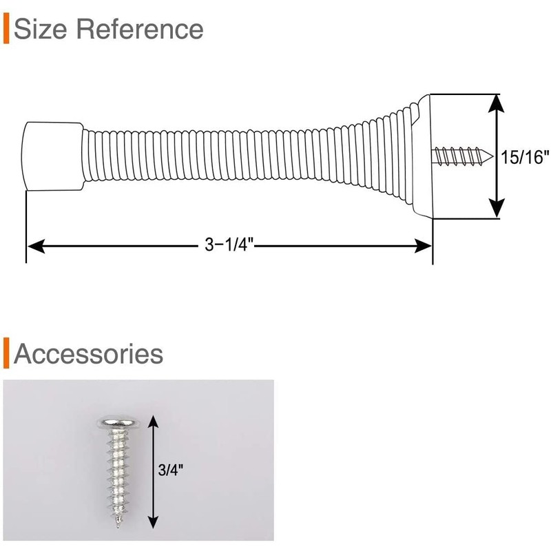 Brushed Satin Nickel Flexible Rustproof Door Stop with White Rubber