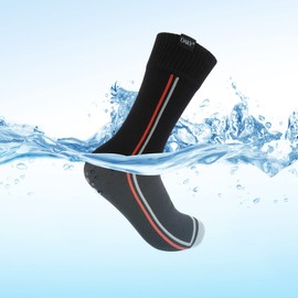 DAKY Waterproof Socks for Men Women - Breathable High Performance Non-Slip, Grip Slipper Sock - Running, Hiking, Outdoor Sports - Wudu Compliant (Skyline Z, Small, Black)