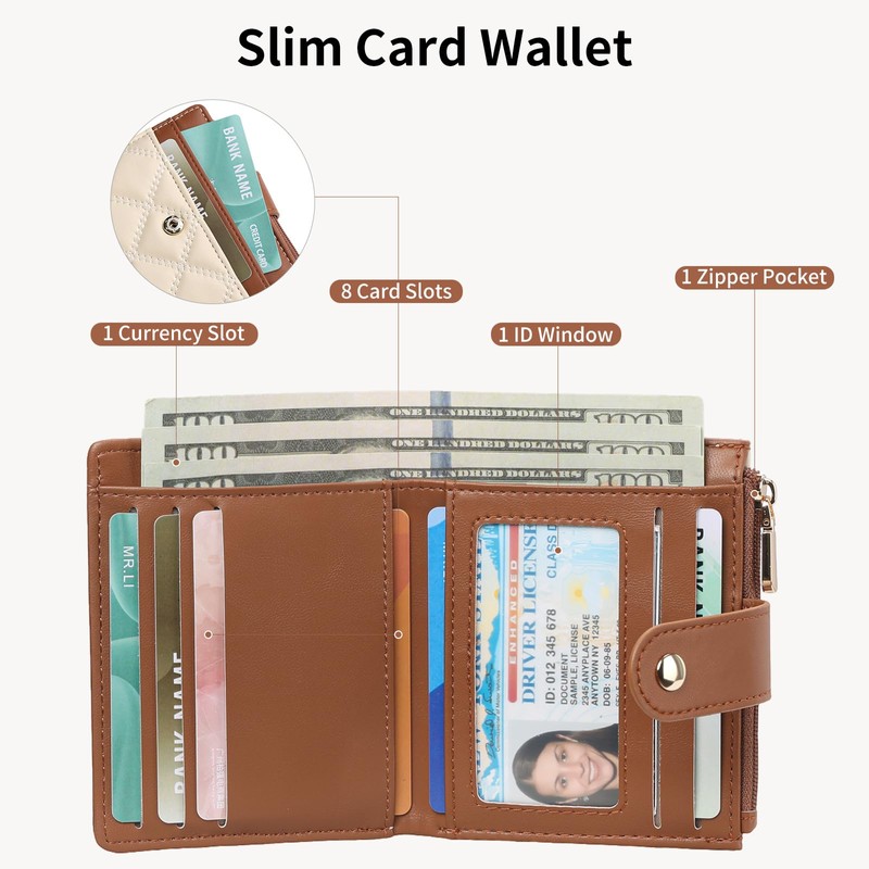 FALAN MULE Small Wallets Woman Leather Bifold RFID Blocking Card