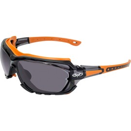Global Vision Octane Padded Motorcycle Riding Safety Sunglasses 2 Pair Grey & Orange Gaskets w/Smoke Lenses
