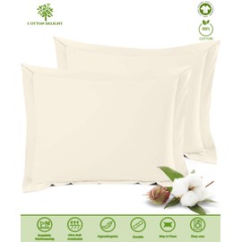 Cotton Delight 100% Natural Cotton Pillow Shams Set of 2 Ivory Euro Shams 28x28 Pillow Cover, Cushion Cover Euro Size