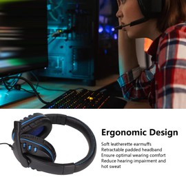 GOWENIC 3.5mm Wired Gaming Headset, Noise Cancelling Gaming Headset with Stereo Speaker Easy Volume Control, Compatible for PC, Laptop, Tablet