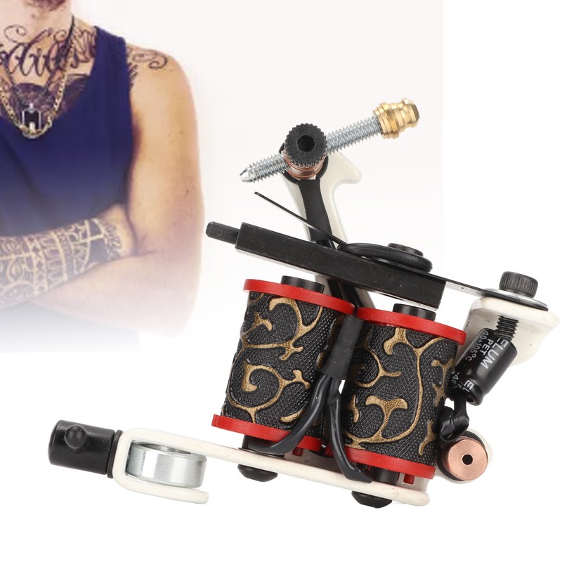 Coil Tattoo Machine Professional Iron Frame 10 Wraps Coil Liner