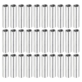 sourcing map Round Coupling Nut M4 x 0.7 mm Internal Thread 20 mm Thread Round Sleeve Connector Rod Bolt Pipe Nut Hardware Fixing Silver Pack of 30