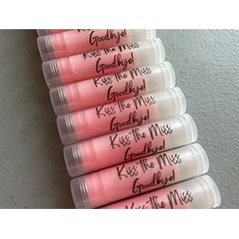 10 Kiss the Miss Goodbye- Bridal Shower Rosé Wine Lip Balms Bachelorette Party - Clear Labels