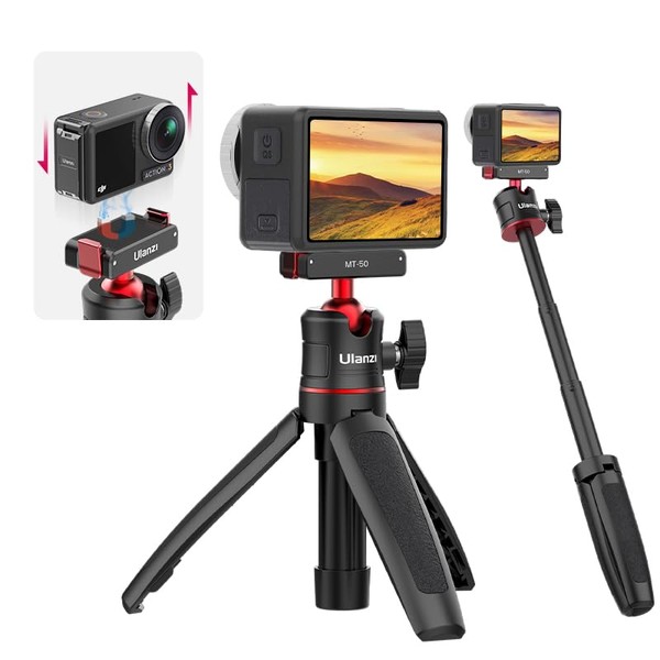 Magnetic Mini Tripod for DJI Action 4/3/2, ULANZI Small Tripod for DJI Action 4/3/2, with Magnetic Ball Joint, Magnetic Quick Release, Height Adjustable, Portable Compact Tripod