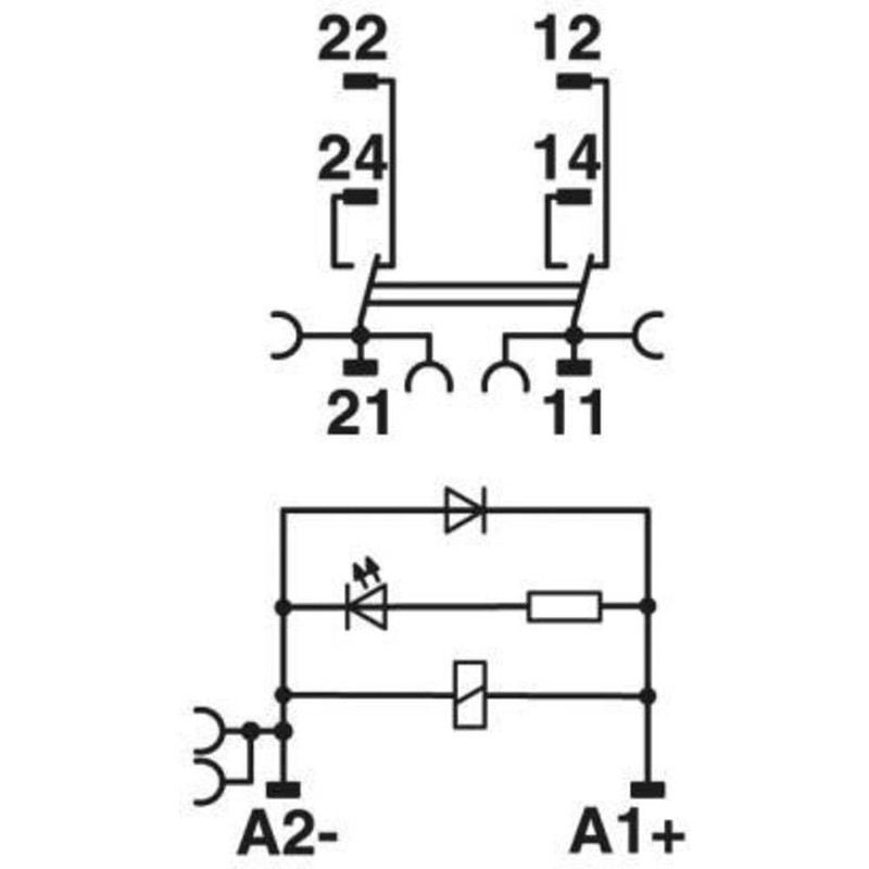 PHOENIX CONTACT RIF-1-RPT-LDP-24DC/2X21/FG Preassembled Relay Module with Relay Base, Safety