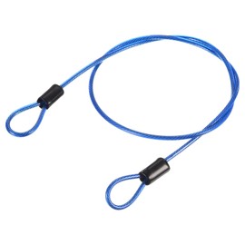 TOP-VIGOR 1Pcs Security Steel Cable, 2.5mm x 1m / 3.28ft Coated Safety Wire Rope Double Loop Flexible Security Cable Lock for Outdoor Travel Luggage Bike, Blue