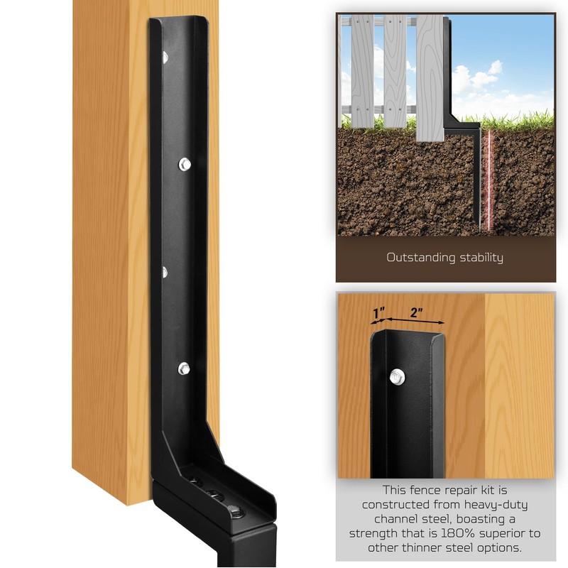 WIMART Rotten Leaning Fence Post Repair Kit Adjustable Angle Quick
