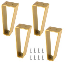 Osring 6 Inch Trapezoid Furniture Legs 4pcs, Solid Steel Furniture Hairpin Leg for Side Table, TV Stand and Cabinet, Gold