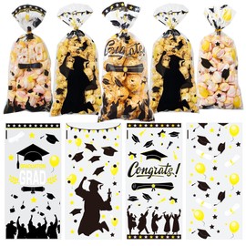 Lhocm Graduation Cellophane Treat Bags, Graduation Candy Bags, 200 PCS, Plastic