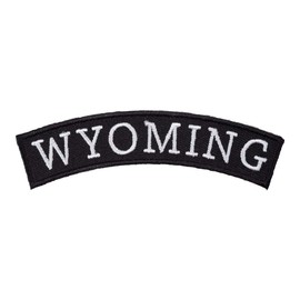 PatchStop Wyoming State Top Rocker Biker Patches for Vests Motorcycle Jackets Jeans - 4x1.25in Small Iron On USA Travel Souvenir Embroidered Emblem - DIY Sew On Patch to Hats Backpacks Luggage