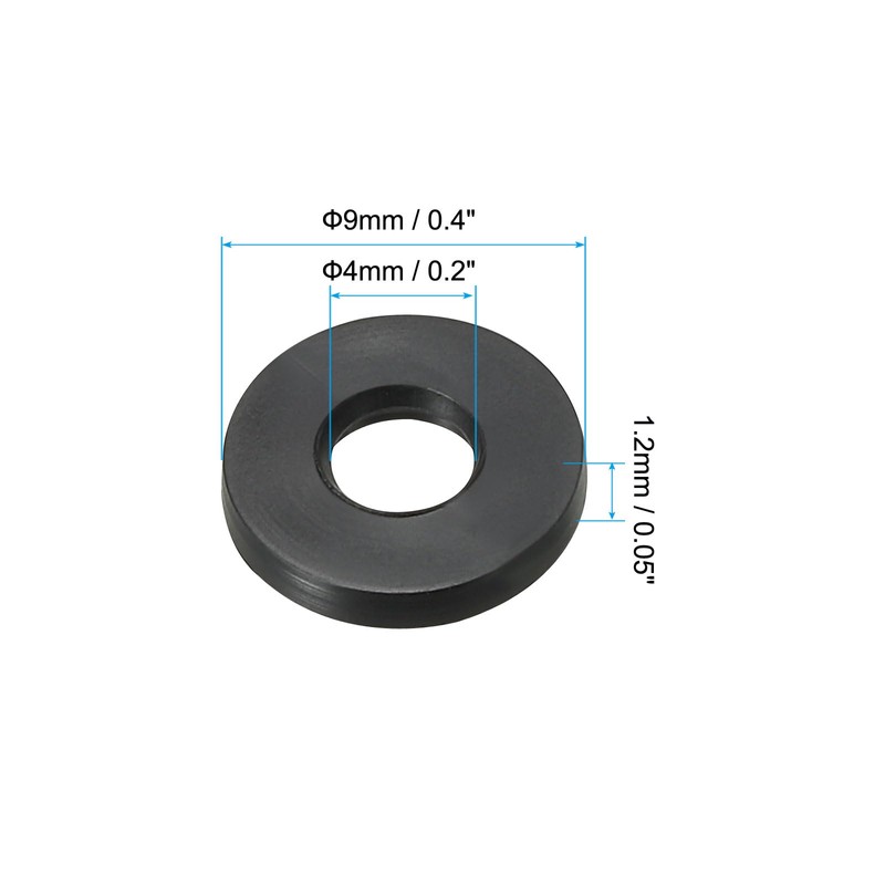 PATIKIL M4 60pcs Rubber Flat Washers 4mm Inner Diameter 9mm