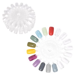 siyuwuro 20Pcs False Nail Swatches Wheels for 360 Color Nail Tips Acrylic Nail Art Polish Display Nail Practice Tips Board for Manicure, Home DIY/Nail Art Salon Show, Clear