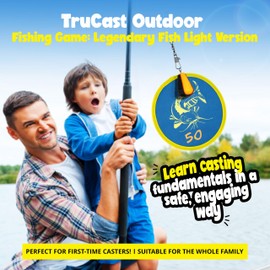 TruCast Fishing Game, Lightweight and Portable Kids Fishing Game with 4 Foldable Fish Targets, Kids Fishing Rod, Easy to Set Up, Perfect for Backyard Parties, Camping Trips, Beach Vacations