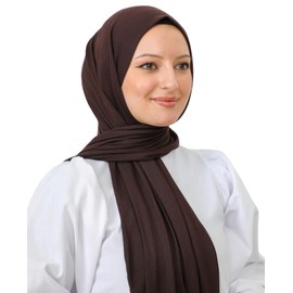 Prien Hijab for Women Viscose Scarf Lightweight Muslim Hijabs Long Shawl Islamic Scarves Turkey Silk Headscarf for Womens (Brown)