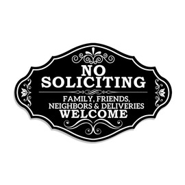 Maoerzai No Soliciting Sign Family Friends and Neighbors Welcome Front Door Sign, Funny No Soliciting Sign for House, Thick Acrylic Self-Adhesive Modern Design Welcome Door Sign for Yard Door Porch Home Wall Decor. (Black - Welcome Sign)