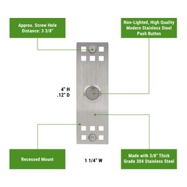 Waterwood Craftsman Stainless Steel Doorbell - Wired High Quality Modern Push Button