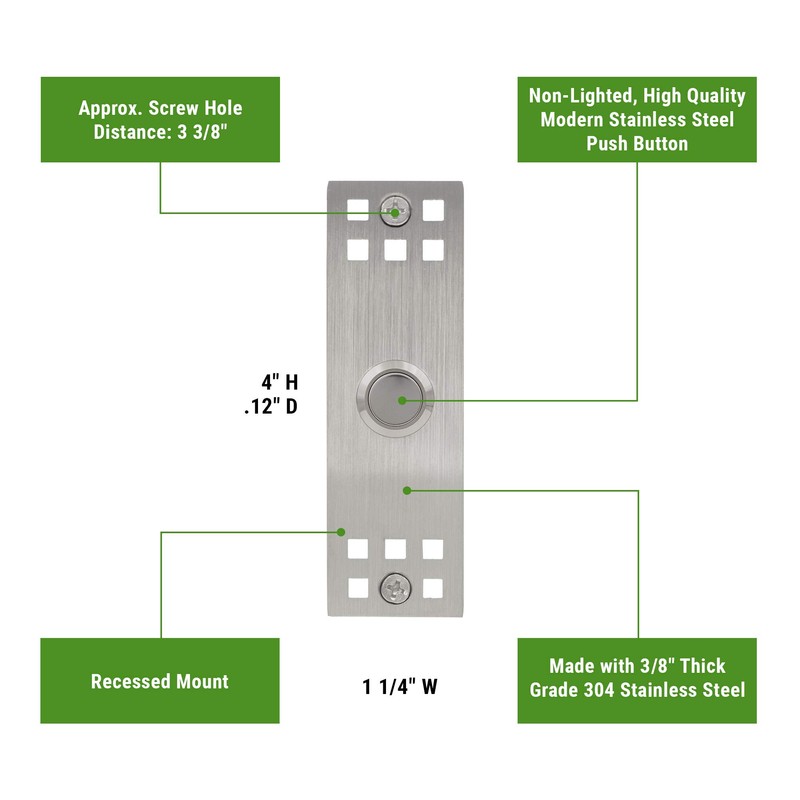 Waterwood Craftsman Stainless Steel Doorbell - Wired High Quality Modern