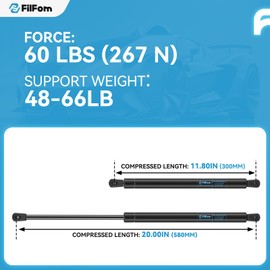 FILFom C1608260 20 inch Gas Prop Struts Spring 60Lb/267N Lift Supports Shocks for RV Bed Motorhome Door Basement Floor Hatch Boat Lid Truck Bed Tonneau Cover Toolbox Lid Window, Set of 2
