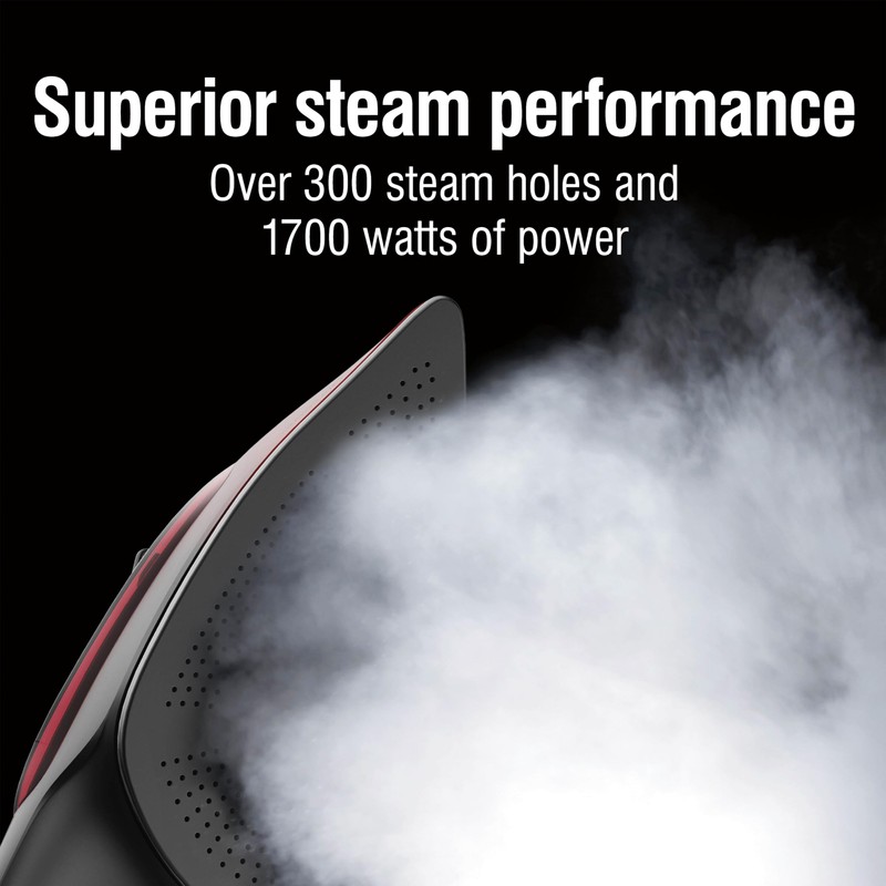 CHI Steam Iron for Clothes, 300+ Holes for Powerful Steaming,