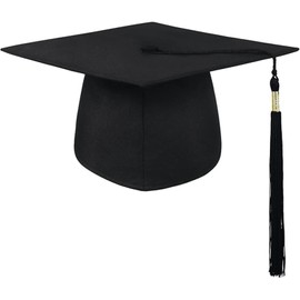 Fllyvly Bachelor Hut Doktorhut Absolventenkappe, Graduation Cap für Studium und Abitur, Universität und Hochschule, Verstellbarer Abschluss Hut mit Quaste, Einfach und atmosphärisch Schwarz, Unisex